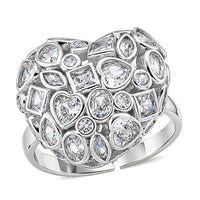 Simulated Diamond Heart Ring in Silvertone (Size 6.5-8.5) 1.80 ctw