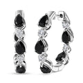 EverTrue Thai Black Spinel and White Zircon 6.00 ctw Forest Dewdrop Hoop Earrings in Platinum Bond (Del. in 7-10 Days) - Sticky add to cart bar
