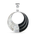 Peruvian Artistry Multi Gemstone 11.00 ctw Black and White Delia Circle Pendant without Chain in Sterling Silver - Sticky add to cart bar