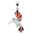Peruvian Artistry Multi Gemstone 1.20 ctw Orange and Purple Hummingbird Pendant without Chain in Sterling Silver - Sticky add to cart bar