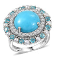 D'Joy Premium Sleeping Beauty Turquoise, Multi Gemstone Ring in Rhodium Over Sterling Silver (Size 10.0) 8.65 ctw - Sticky add to cart bar