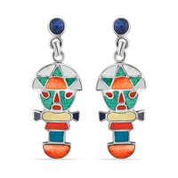 Peruvian Artistry Multi Gemstone 2.50 ctw Rainbow Legado Tumi Earrings in Sterling Silver