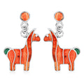 Peruvian Artistry Multi Gemstone 2.00 ctw Orange Llama Earrings in Sterling Silver - Sticky add to cart bar