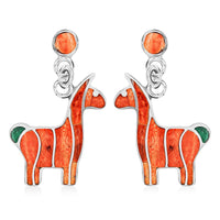 Peruvian Artistry Multi Gemstone 2.00 ctw Orange Llama Earrings in Sterling Silver