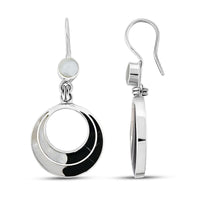 Peruvian Artistry Multi Gemstone 5.00 ctw Black and White Delia Circle Earrings in Sterling Silver