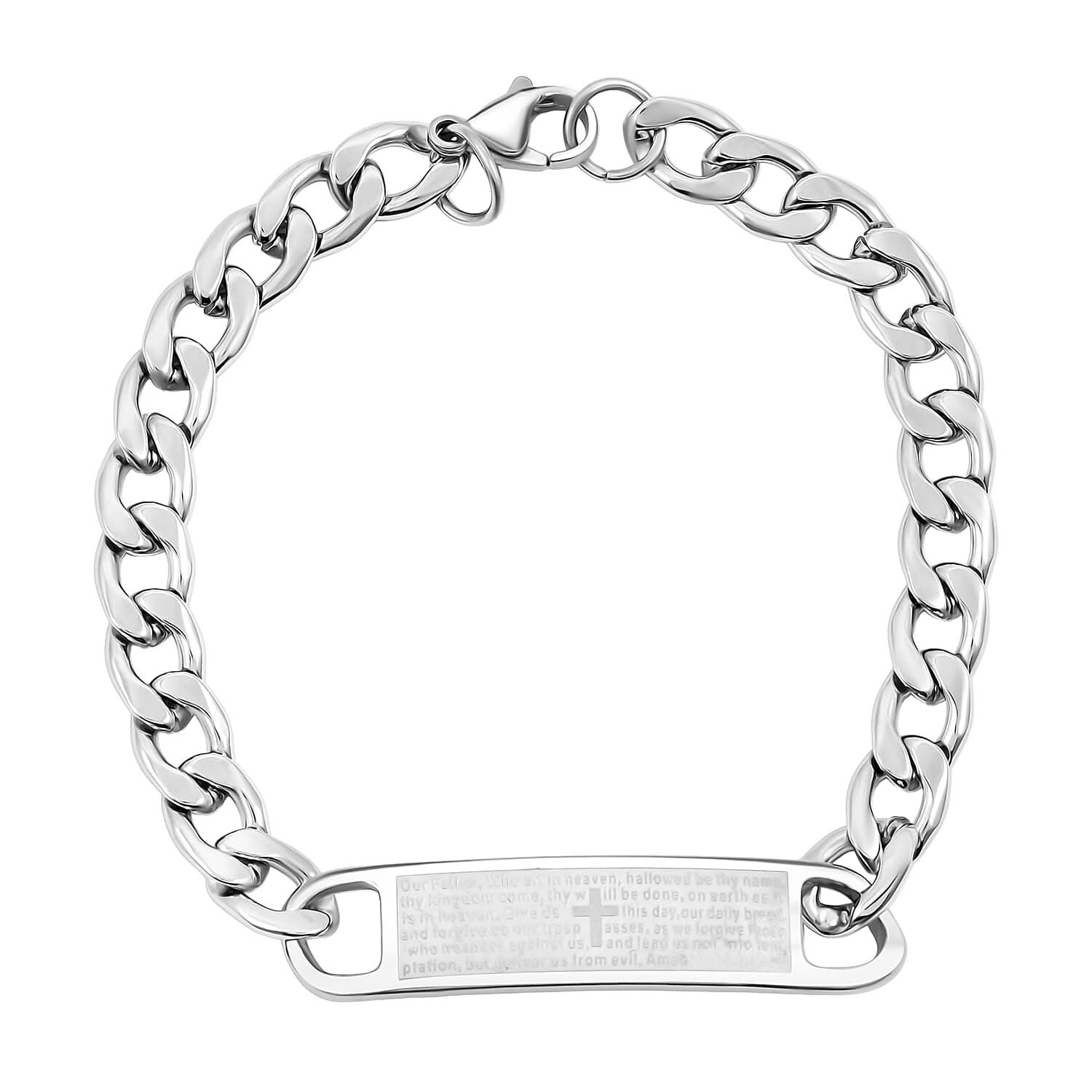 Bible Verse Chain Bracelet in Stainless Steel (8.00 In)