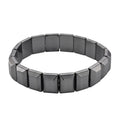 Black Hematite Block Stretch Men's Bracelet 360.00 ctw (8-8.5 Inches) - Sticky add to cart bar