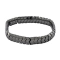 Black Hematite Chevron Block Stretch Men's Bracelet 207.50 ctw (8-8.5 Inches) - Sticky add to cart bar