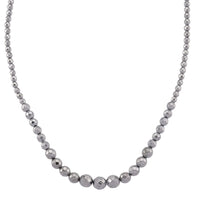 Silver Plated Hematite Beaded Necklace in Silvertone 560.00 ctw (21.25-23.25 Inches)