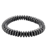 Black Hematite Roundel Beaded Stretch Bracelet  257.00 ctw (6.75-7.25 inches)