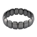 Black Hematite Block Stretch Men's Bracelet  360.00 ctw (7.75-8.25 inches) - Sticky add to cart bar