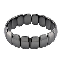 Black Hematite Block Stretch Men's Bracelet  360.00 ctw (7.75-8.25 inches)