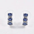 D'Joy AAA Tanzanite, White Zircon J-Hoop Earrings in Rhodium Over Sterling Silver 1.65 ctw - Sticky add to cart bar
