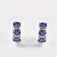 D'Joy AAA Tanzanite, White Zircon J-Hoop Earrings in Rhodium Over Sterling Silver 1.65 ctw