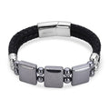 Doorbuster Terahertz Beaded Leather Bracelet in Stainless Steel (7.50 In) 75.00 ctw - Sticky add to cart bar