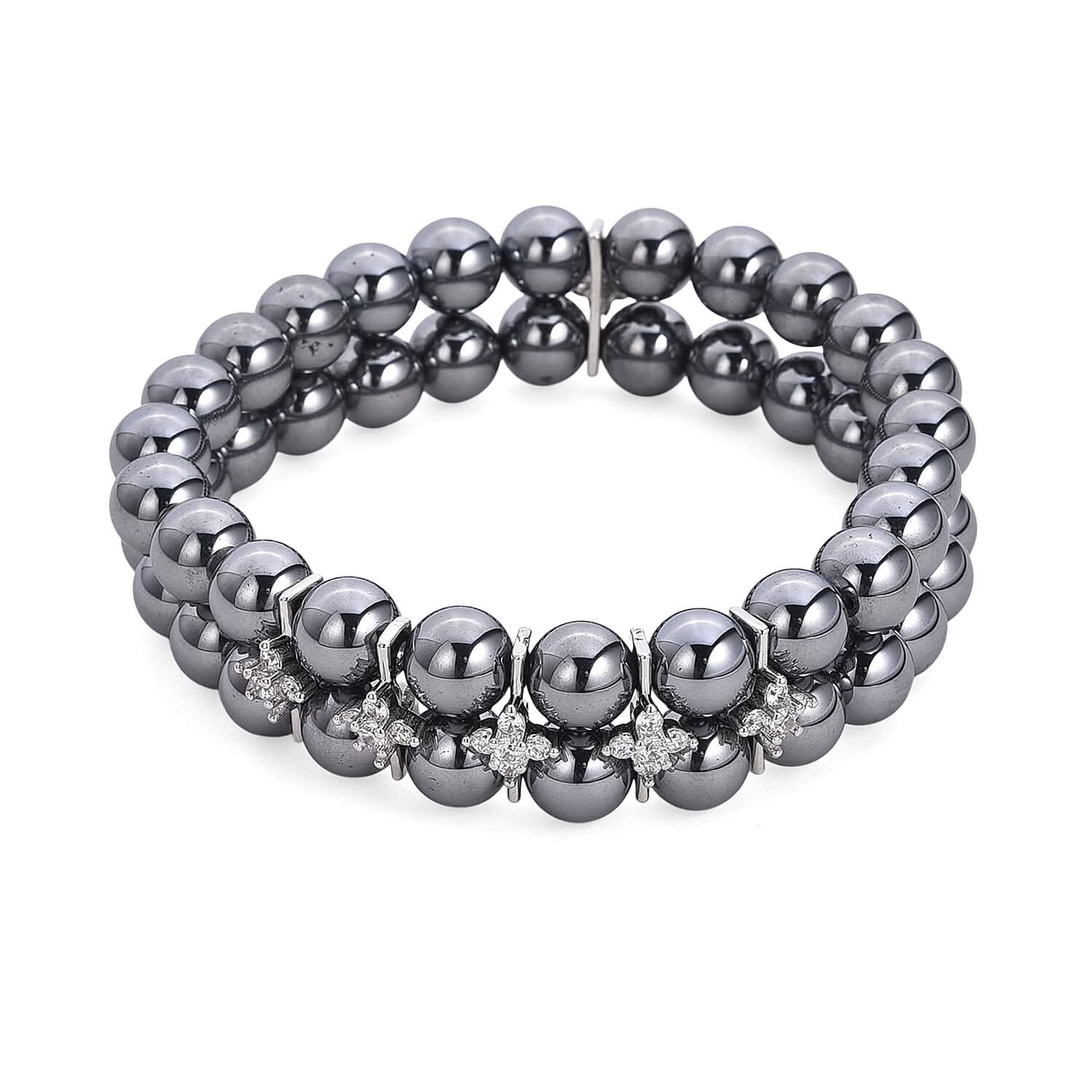 Terahertz, Simulated Diamond Beaded Bracelet in Silvertone 152.00 ctw (6.5-7.0 Inches)