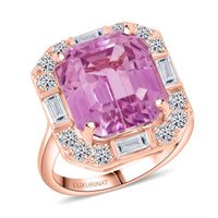 Certified & Appraised 10K Rose Gold AAA Martha Rocha Kunzite, Luxuriant Lab Grown Diamond (E-F, VS) (0.96 cts) Ring (Size 10.0) (5.33 g) 15.00 ctw