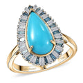 10K Yellow Gold AAA Sleeping Beauty Turquoise, Luxuriant Lab Grown Blue Diamond (E-F, VS) (0.56 cts) Ring (Size 10.0) 2.45 ctw - Sticky add to cart bar