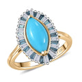 10K Yellow Gold AAA Sleeping Beauty Turquoise, Luxuriant Lab Grown Blue Diamond (E-F, VS) (0.54 cts) Ring (Size 10.0) 2.10 ctw - Sticky add to cart bar