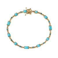D'Joy Premium Sleeping Beauty Turquoise, Malgache Neon Apatite Victoria Bracelet in 18K Vermeil YG Over Sterling Silver (7.25 In) 4.80 ctw
