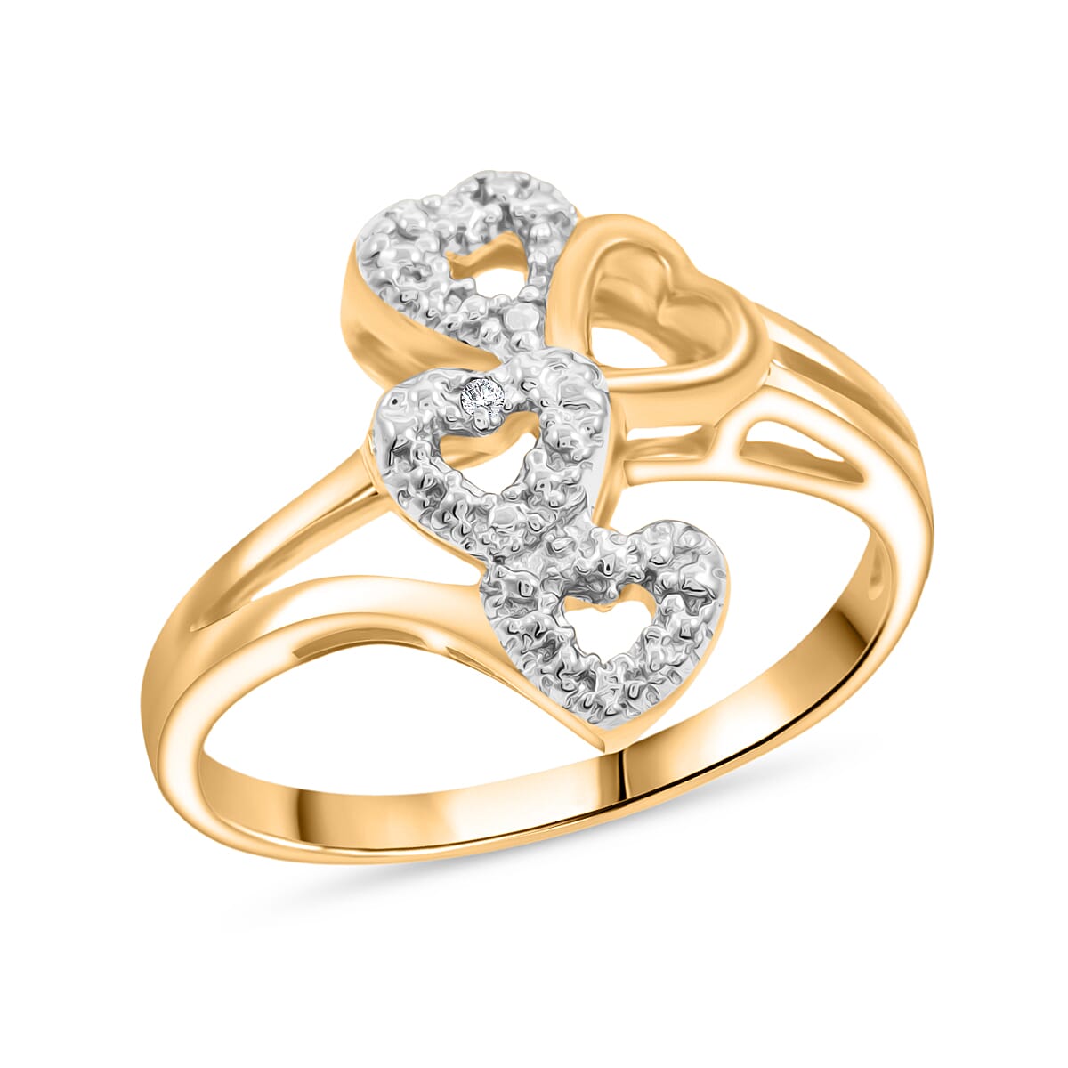 Diamond I2-I3 Accent Ring in 14K YG Over Sterling Silver