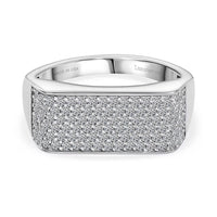 Luxuriant Lab Grown Diamond (G-H, SI) Men's Ring in Rhodium Over Sterling Silver (Size 10.0) 0.85 ctw