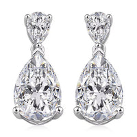 D'Joy Moissanite (Pear 12x8mm) Tear Drop  Earrings in 18K Vermeil YG Over Sterling Silver 6.60 ctw