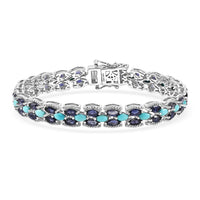 Epic Deal D'Joy Premium Sleeping Beauty Turquoise, Catalina Iolite Bracelet in Rhodium Over Sterling Silver (7.25 In) 9.25 ctw