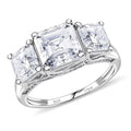 D'Joy Asscher Cut Moissanite (8x8mm) Eternal Trinity Ring in Rhodium Over Sterling Silver (Size 10.0) 4.90 ctw - Sticky add to cart bar
