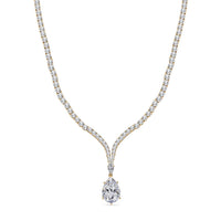D'Joy Moissanite (Pear 22x15mm) Tear Drop  Necklace (18 Inches) in 18K Vermeil YG Over Sterling Silver 60.00 ctw