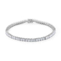 D'Joy Asscher Cut Moissanite Bridge Tennis Bracelet in Rhodium Over Sterling Silver (6.50 In) 7.30 ctw - Sticky add to cart bar