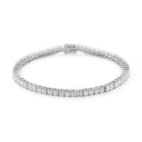 D'Joy Asscher Cut Moissanite Bridge Tennis Bracelet in Rhodium Over Sterling Silver (6.50 In) 7.30 ctw