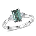 Premium Arquiana Mint Tourmaline, Luxuriant Lab Grown Diamond (G-H, SI) Blush Majesty Ring in Rhodium Over Sterling Silver (Size 6.0) 1.20 ctw - Sticky add to cart bar