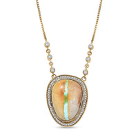 D'Joy Royston Ribbon Turquoise, White Zircon Necklace in 18K Vermeil YG Over Sterling Silver 17.50 ctw (18- 20 Inches)
