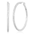 Sterling Silver 50mmx2.95mm Spiral Groove Hoop Earrings 7.6 Grams - Sticky add to cart bar