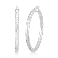 Sterling Silver 50mmx4mm Spiral Groove Hoop Earrings 10 Grams