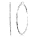Sterling Silver 40mmx2mm Groove Textured Hoop Earrings 4 Grams - Sticky add to cart bar