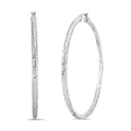 Sterling Silver 60mm x 3mm Station Groove Hoop Earrings 9.60 Grams - Sticky add to cart bar