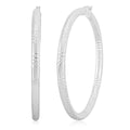 Sterling Silver Station Groove Hoop Earrings (12.6 Grams, 60x4mm) - Sticky add to cart bar