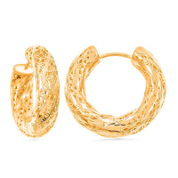 D'Joy Floral Hoop Earrings in 14K Yellow Gold Over Sterling Silver 8 Grams