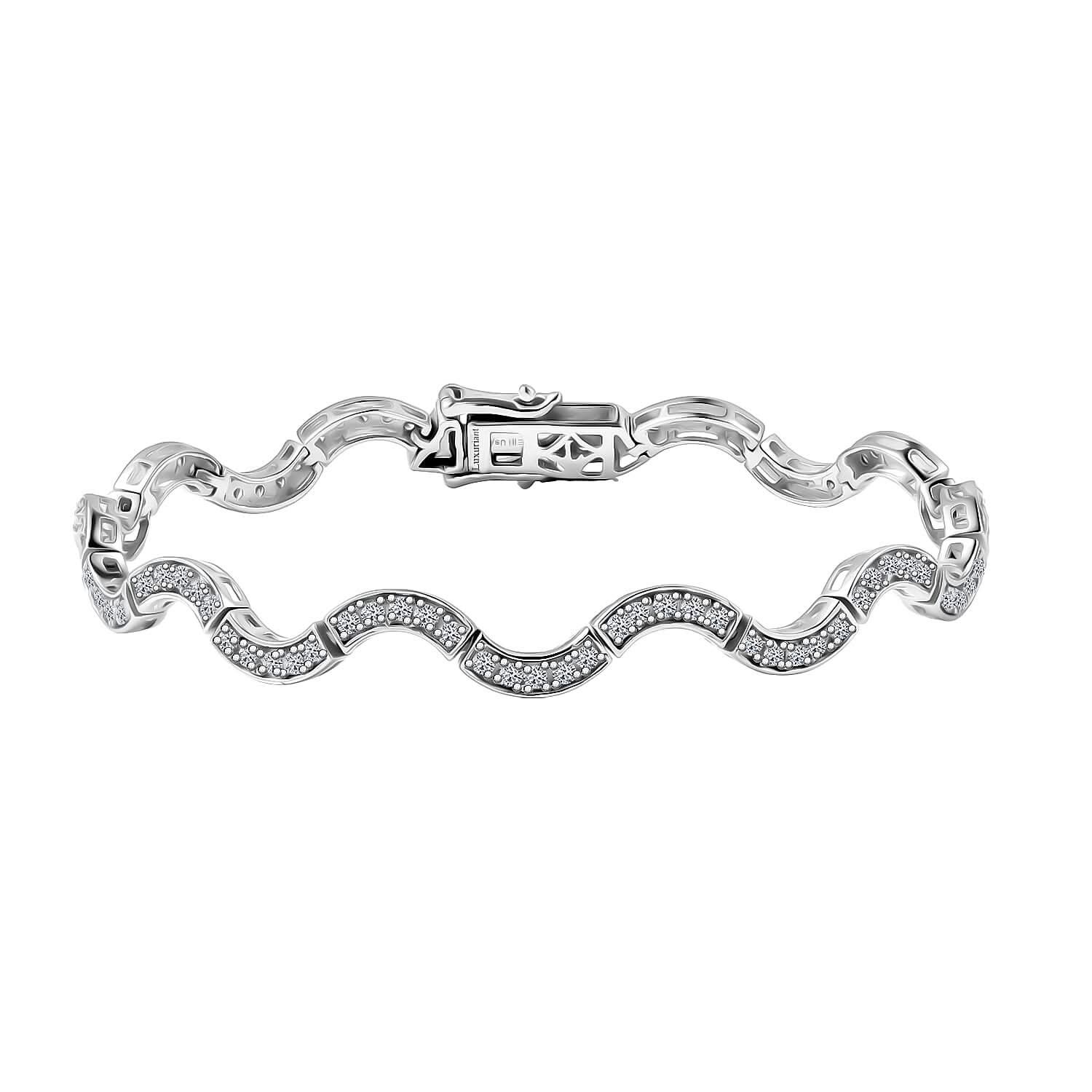 Luxuriant Lab Grown Diamond G-H SI 1.50 ctw Bracelet in Rhodium Over Sterling Silver (7.25 In)