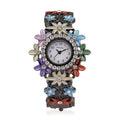 Strada Austrian Crystal Japanese Movement Oil Flower Design Bangle Watch in Blacktone - Sticky add to cart bar