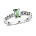 D'Joy Premium Mint Tourmaline, Natural Champagne and White Diamond Ring in Rhodium Over Sterling Silver (Size 7.0) 0.70 ctw - Sticky add to cart bar
