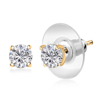 D'Joy Moissanite (Rnd 5mm) Earrings in 14K Vermeil RG Over Sterling Silver 0.90 ctw