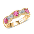 Luxuriant Lab Grown Diamond (VS), Lab Grown Ruby 1.00 ctw Ring in 18K Vermeil Yellow Gold Over Sterling Silver - Sticky add to cart bar