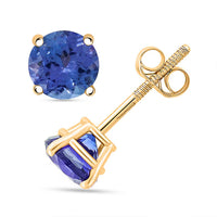 AAA Tanzanite 1.00 ctw Screw Post Earrings in 14K Yellow Gold