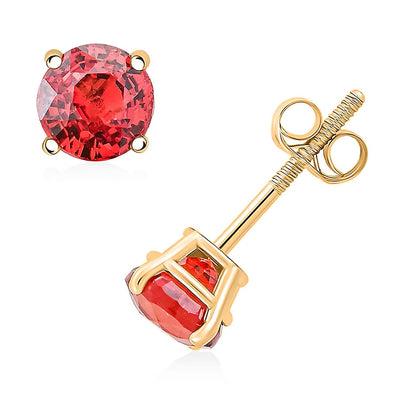 Doorbuster 14K Yellow Gold AAA Red Sapphire Screw Post Earrings 1.10 ctw