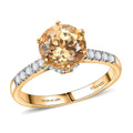 D'Joy Premium Imperial Garnet, Moissanite Dusky Glow Ring in 18K Vermeil YG Over Sterling Silver (Size 10.0) - Sticky add to cart bar