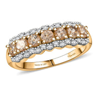 D'Joy Premium Imperial Garnet, Moissanite Ring in 18K Vermeil YG Over Sterling Silver (Size 10.0) 1.30 ctw
