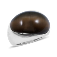 Calvin Klein Brown Dyed Agate 6.00 ctw Ellipse Ring in Stainless Steel (Size 6.0)